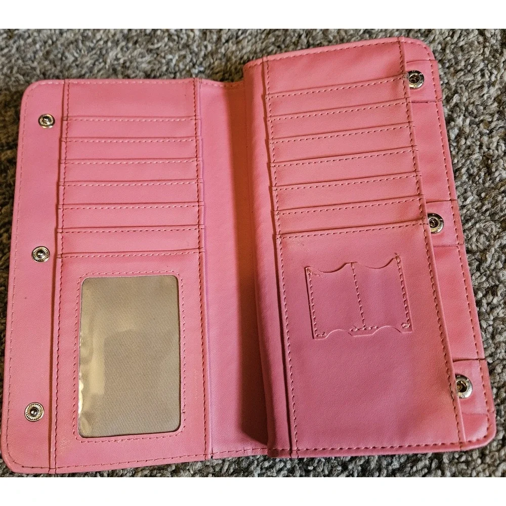 Rivka Girl‎ Blue & Pink Wallet Clutch Snap Closure Organizer w/ Zip Coin + Heart